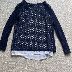 Source Unknown Navy Lace Women's Blouse